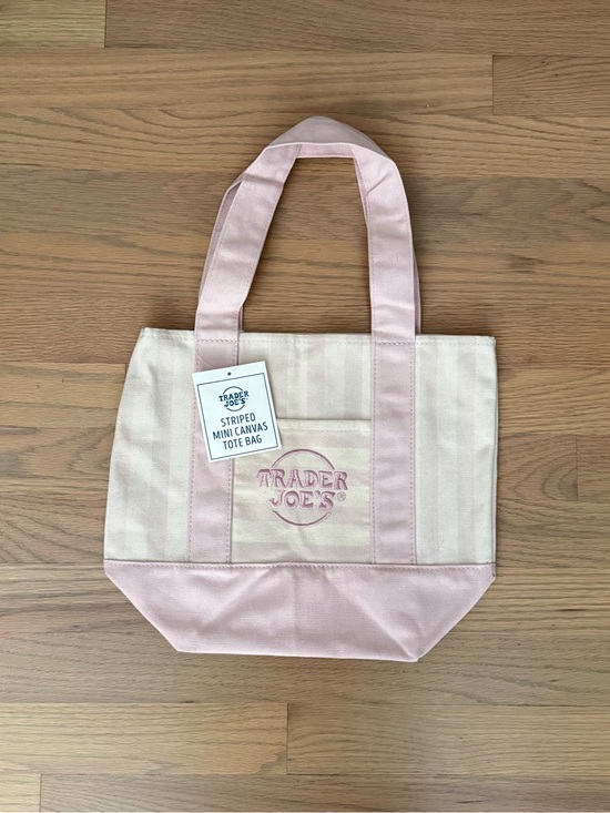 Trader Joe'S Handbags - NWT Trader Joe's Mini Tote - Summer Pastel Striped - Pink & Cream